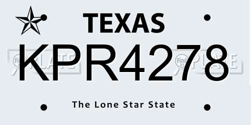 KPR4278 Texas License Plate