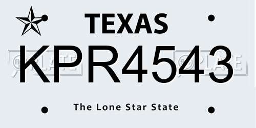 KPR4543 Texas License Plate