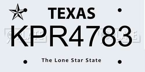 KPR4783 Texas License Plate