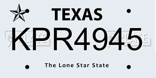 KPR4945 Texas License Plate