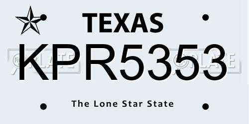 KPR5353 Texas License Plate