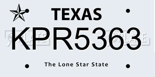 KPR5363 Texas License Plate
