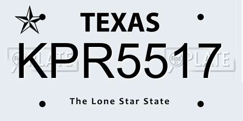 KPR5517 Texas License Plate