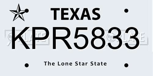 KPR5833 Texas License Plate