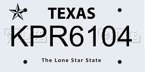 KPR6104 Texas License Plate