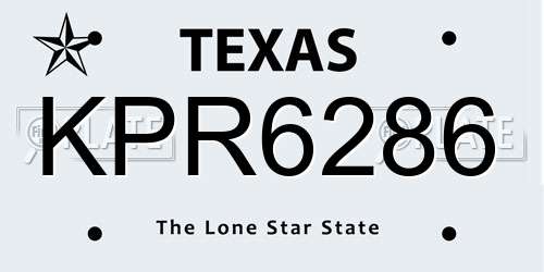 KPR6286 Texas License Plate