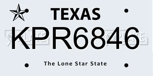 KPR6846 Texas License Plate
