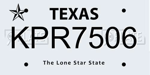 KPR7506 Texas License Plate