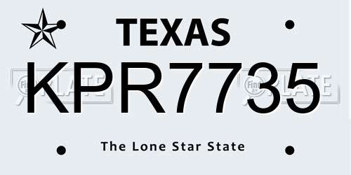 KPR7735 Texas License Plate