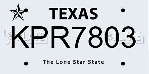 KPR7803 Texas License Plate