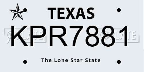 KPR7881 Texas License Plate
