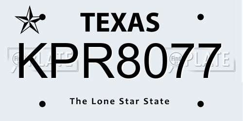 KPR8077 Texas License Plate