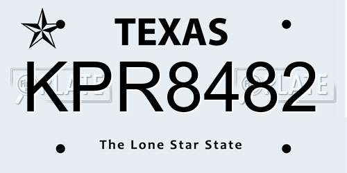 KPR8482 Texas License Plate