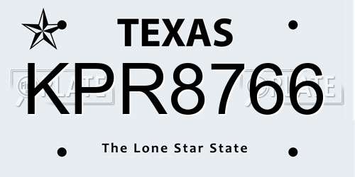 KPR8766 Texas License Plate
