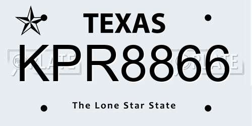 KPR8866 Texas License Plate