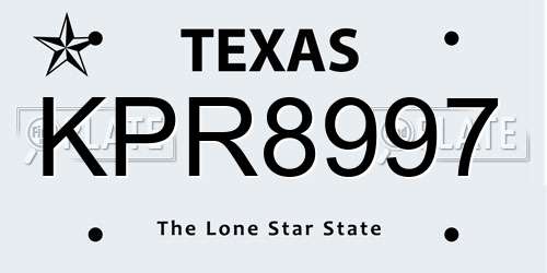 KPR8997 Texas License Plate