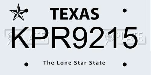 KPR9215 Texas License Plate