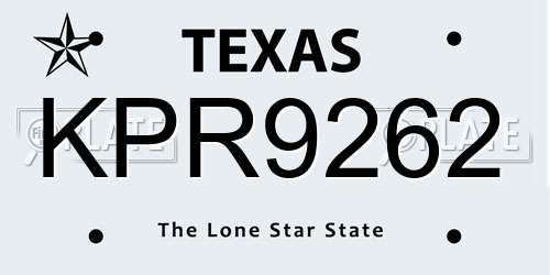 KPR9262 Texas License Plate