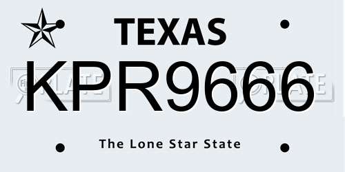 KPR9666 Texas License Plate