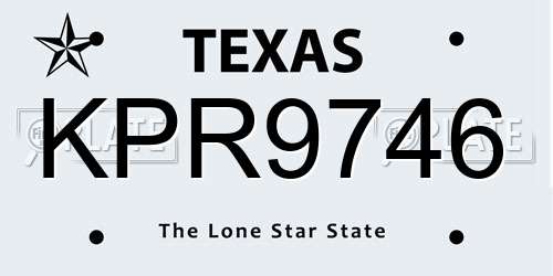 KPR9746 Texas License Plate