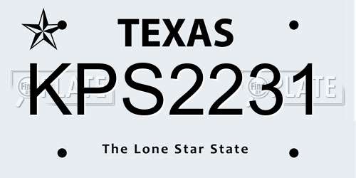 KPS2231 Texas License Plate