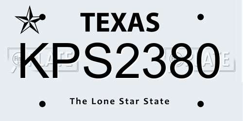 KPS2380 Texas License Plate