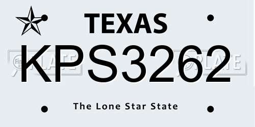 KPS3262 Texas License Plate