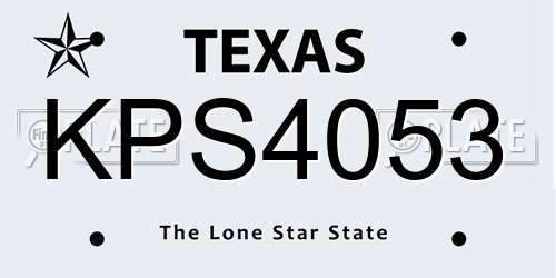 KPS4053 Texas License Plate