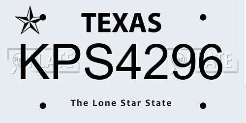 KPS4296 Texas License Plate