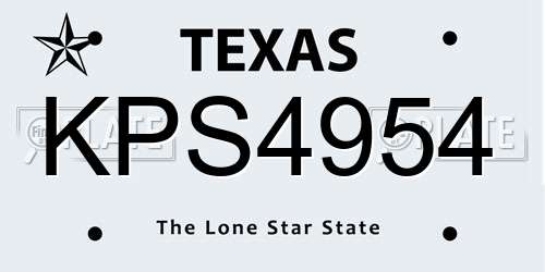 KPS4954 Texas License Plate