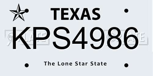 KPS4986 Texas License Plate