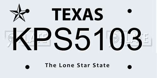 KPS5103 Texas License Plate