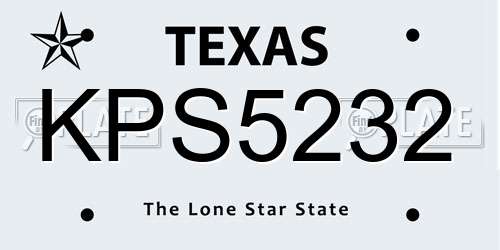 KPS5232 Texas License Plate