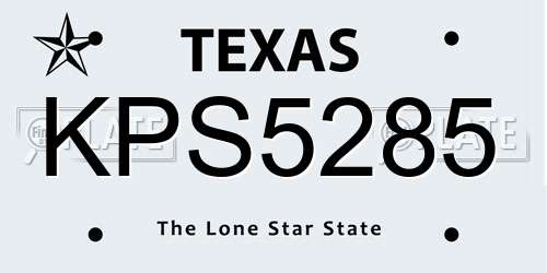 KPS5285 Texas License Plate