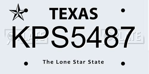 KPS5487 Texas License Plate