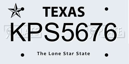 KPS5676 Texas License Plate
