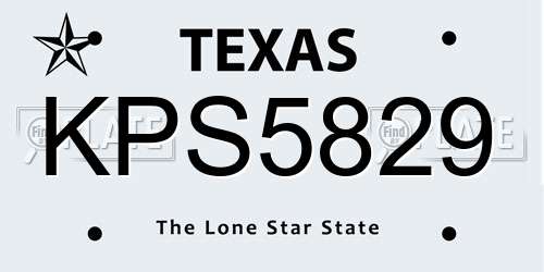 KPS5829 Texas License Plate