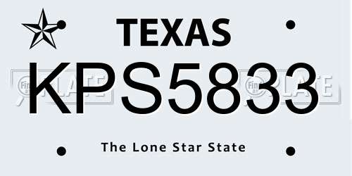 KPS5833 Texas License Plate