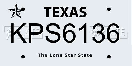 KPS6136 Texas License Plate