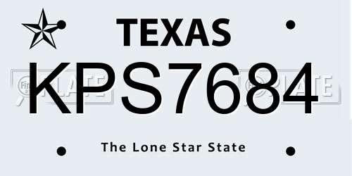 KPS7684 Texas License Plate