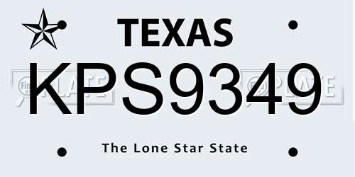 KPS9349 Texas License Plate