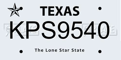 KPS9540 Texas License Plate