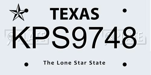 KPS9748 Texas License Plate