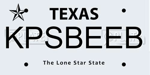 KPSBEEB Texas License Plate