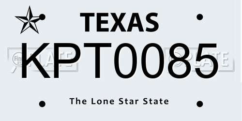KPT0085 Texas License Plate