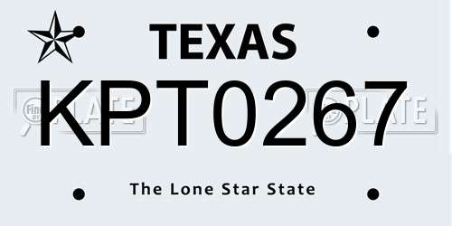 KPT0267 Texas License Plate