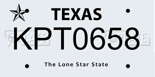 KPT0658 Texas License Plate
