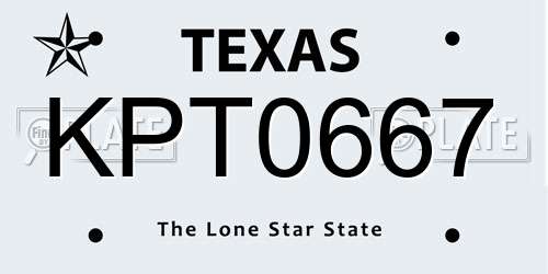 KPT0667 Texas License Plate
