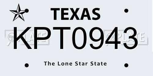 KPT0943 Texas License Plate