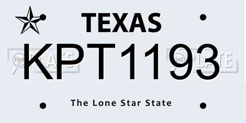KPT1193 Texas License Plate